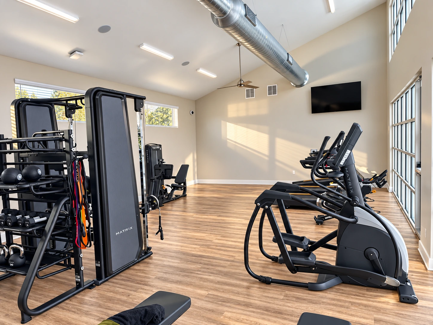 Completed compact fitness room